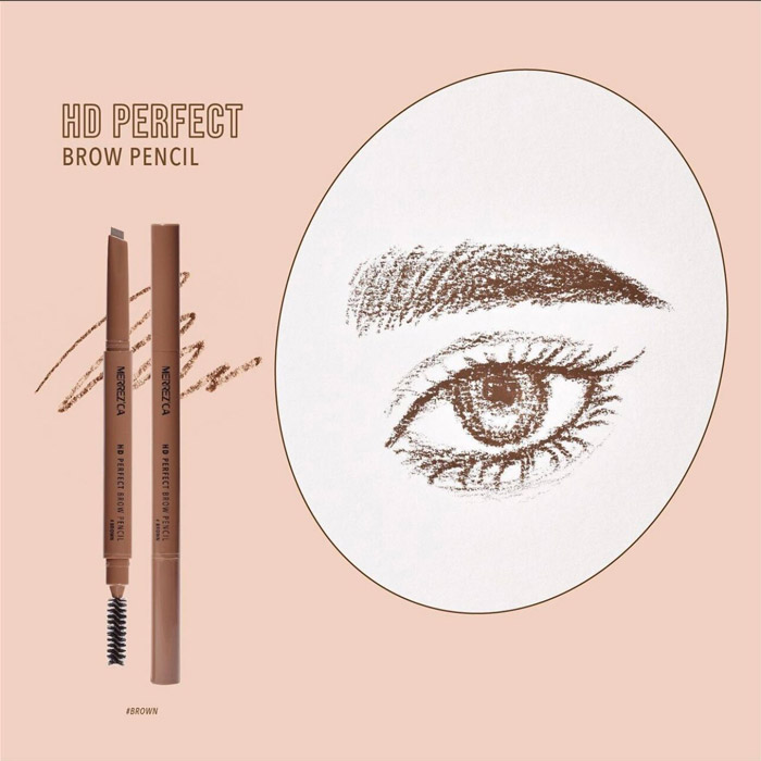 MERREZ'CA HD Perfect Brow Pencil ดินสอเขียนคิ้ว มือใหม่หัดเขียนคิ้ว เนื้อเจลนุ่มลื่น ไม่แข็ง ไม่บาดผิว ดูละมุน ไม่ปลิง ไม่เป็นก้อน ขนคิ้วเรียงเส้นอย่างเป็นธรรมชาติ